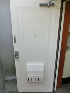 塗装リフォーム後の白い玄関ドア