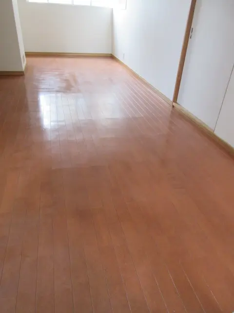 ワックスを全体的に除去した床の状態