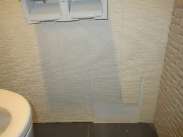 エコカラットのトイレの壁を簡易補修した状態