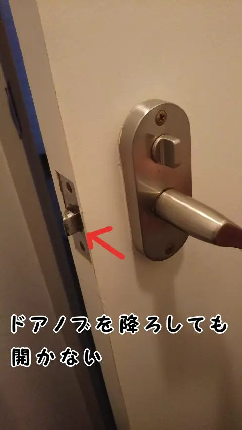 ドアノブを降ろしてもドアが開かない様子